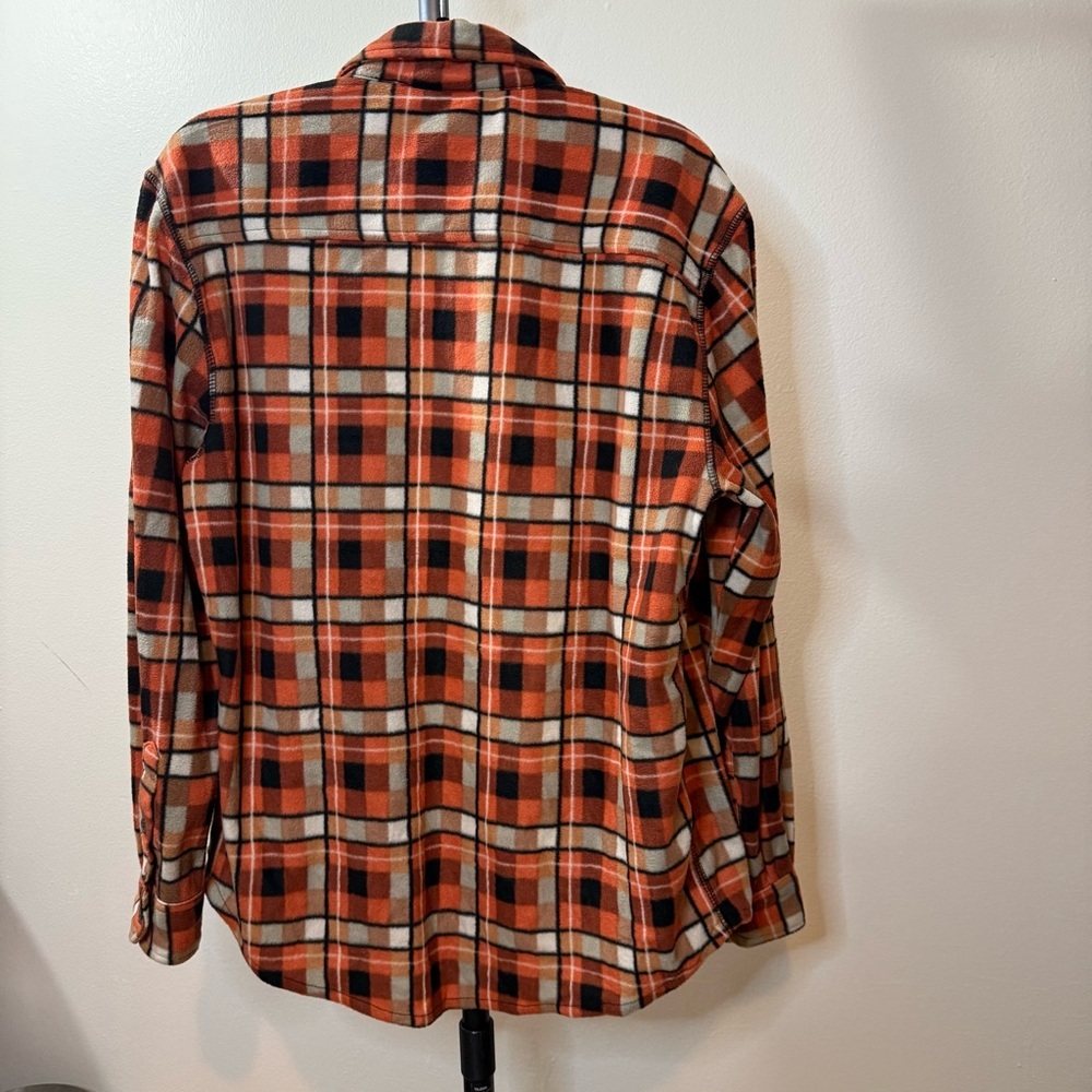 Men's Casual Plaid Button Down Shirt - Orange and Black - Picture 7 of 8